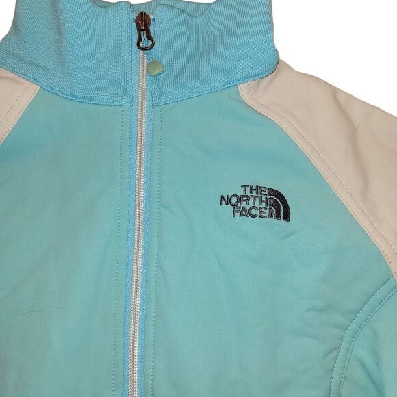 The North Face Youth XS Apex Bionic Jacket Light Blue/White Zip Front Zip Pocket - Picture 3 of 9